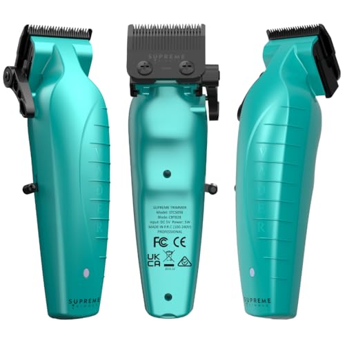 Supreme Trimmer Vader Clipper with DLC Taper Blade STC5098 | 210 Min Run Time 7500 RPM Hair Trimmer | Professional Brushless Motor Barber Clipper | Light Blue