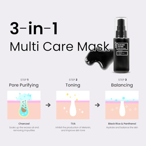 Coxir TXA Black Rice Pore Mask ? Korean 3-in-1 Wash-Off Mask Serum| Pore Purifying, Blackhead Care, Hydrating, Skin Toning Treatment with TXA & Black Rice |Vegan K-beuaty Face Mask [50ml/1.69 fl.oz]