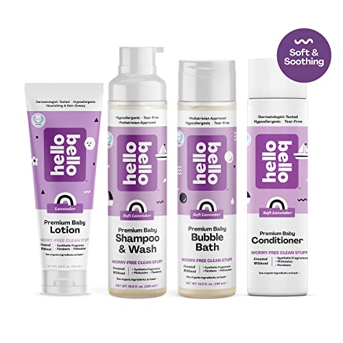 Hello Bello Soft Lavender Conditioner | Hypoallergenic, pH-Balanced & Dermatologist-Tested, Plant Based Formula for Babies and Kids | 10 FL Oz