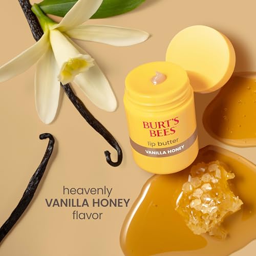 Burt's Bees Vanilla Honey Lip Butter, Repairs Dry Lips, 24 Hour Hydration, Locks in Moisture, Includes Shea and Mango Butters, Antioxidant Rich Vitamin E, Convenient Twist Up Dispenser, 0.5 Oz.