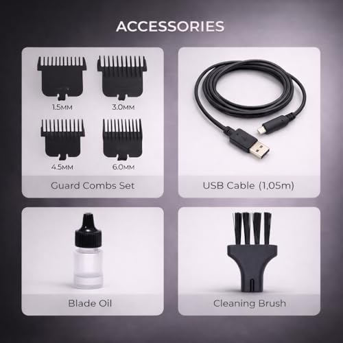 OVLUX Cordless Hair Clippers for Men ? Powerful, Quiet, and Rechargeable for Professional and Home Use LCD Display for Barber Haircut & Mens Grooming