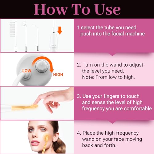 High Frequency Facial Wand with 4 Orange Glass Tubes