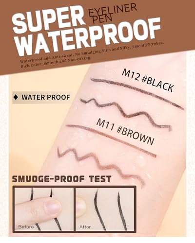 Waterproof Gel Eyeliner Pencil Set - Black Brown