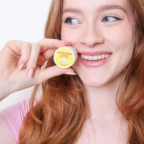 Lip Session Lip Balm Vanilla (Original) Flavor .33 Oz. Jars with Vitamin E & Cocoa Butter - Moisturizes & Soothes Dry, Cracked, or Chapped Lips (2 Pack)