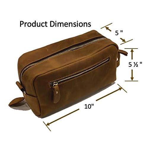 Calissimo Genuine Leather Toiletry Travel Tote Bag - Dopp Kit - Shaving Kit.