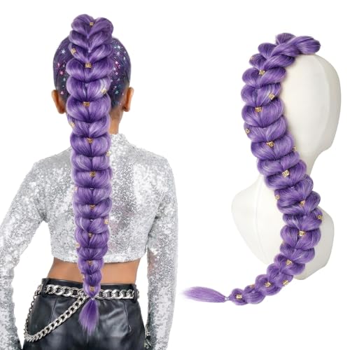 SEIKEA 30-Inch Extra Long Purple Braiding Hair Ponytail for Girls
