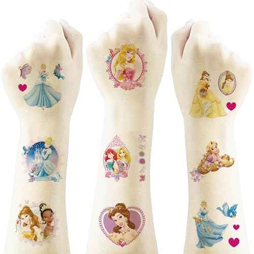 40Sheets Princess Temporary Tattoos for Kids,Cartoon Princess Temporary Tattoos Gift For Fan Birthday Party Decorations for Girl Boys Home Activity Class Prizes Carnival Christmas Rewards