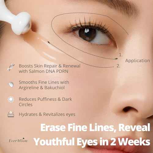 Salmon DNA PDRN Eye Serum Roller with Bakuchiol, Argireline Peptide, Caffeine for Fine Lines, Puffiness, Refreshing Care for Tired Eyes, Puffiness & Hydration, Gentle Korean Eye Treatment 0.5 fl. oz