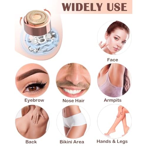 Facial Hair Remover and Eyebrow Trimmer - 2 in 1 Facial Hair Removal Epilators for Women - Rechargeable Travel Face Hair Razor Bikini Shaver for Face Peach Fuzz Lips Chin Armpit Body (White)