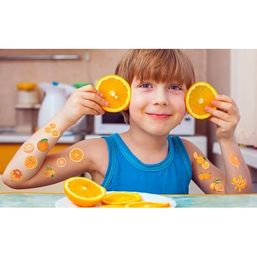 300 Little Orange Cutie Themed Tattoos Temporary Stickers Tangerine Theme Clementine Fruit Baby Shower Orange Clementine Birthday Party Decorations Supplies(30 Sheets)