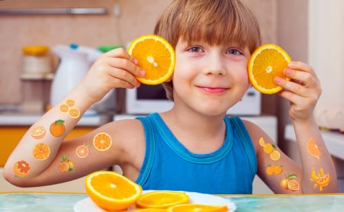 300 Orange Fruit Temporary Tattoos | 30 Sheets Party Favors