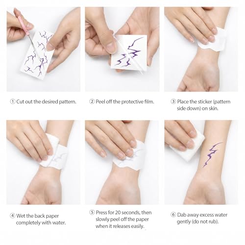 Luminous Laser Temporary Tattoos - 16 Designs, 2 Sheets