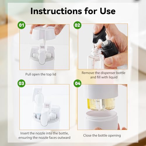4 in 1 Travel Dispenser Bottle Set - Leak Proof 30ml Toiletries Containers