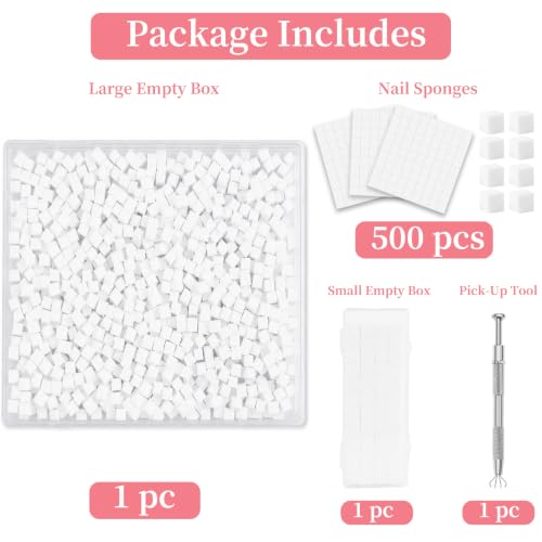 500-Piece Nail Sponges Kit for Ombre & Gradient Nail Art with Picker & Storage Box