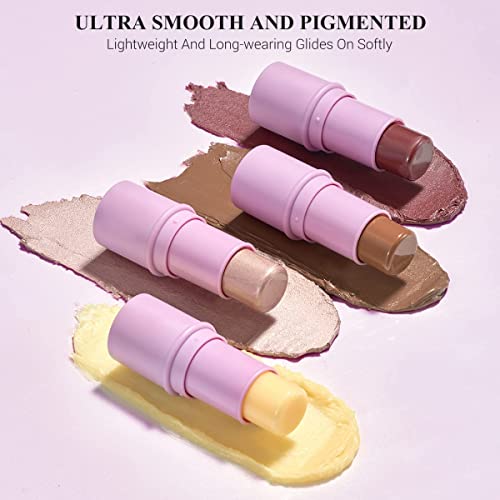 LUXAZA 2Pcs Highlighter Bronzer Makeup Stick, Face Makeup Sticks for Cheeks