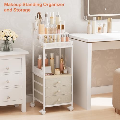 FURFUN 3-Tier Makeup Organizer Cart with Drawers - Rolling Storage