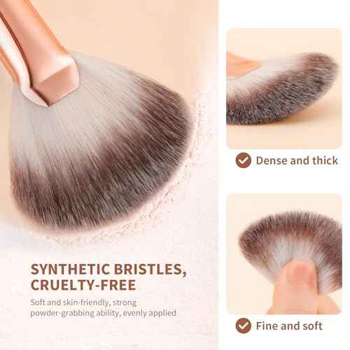 docolor Highlighter Brush Fan Brush Blush Brush Setting Makeup Brush Face Makeup Brush Synthetic Bristles For Powder, Bronzer, Highlight, Contour, Professional Make Up Brush Wooden handle