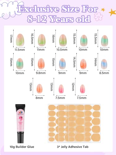 EBANKU 78-Piece Kids Press-On Nails Set with Adhesives