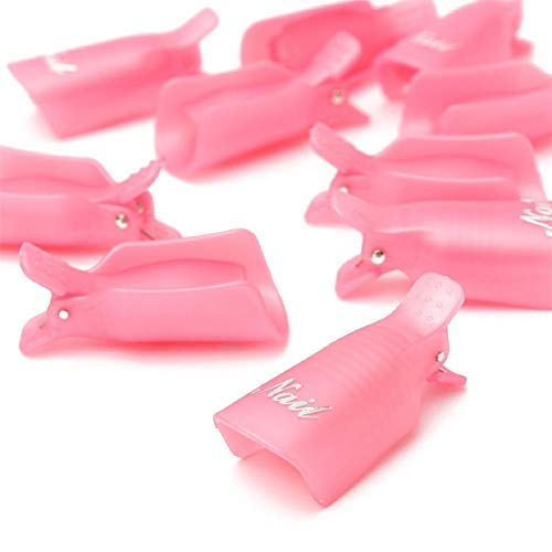 Pink Nail Polish Remover Wrap Clips - Reusable Acrylic Soak Off Caps for UV Gel & Nail Art