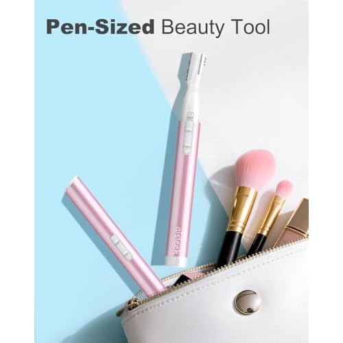 Eyebrow Trimmer, Facial Hair Trimmer Precision Detailer with Rinseable Blade, Battery Powered Double-Sided Eyebrow Razor with Comb, Compact Pen-Size Safe Painless Shaver for Chin Peach-Fuzz