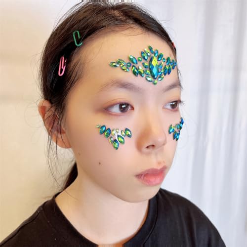 Green Face Gems Stick On Emerald Rhinestones Self Adhesive