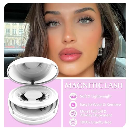 Eloria Magnetic Lashes with Applicator, 2026 New Upgrade Reusable Hunnyfit Magnetic Eyelashes Natural Look, Wispy False Lashes Kit, No Glue Needed Easy to Wear and Remove (Camellia+Devil+Simple)