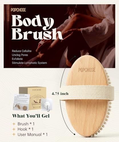 Natural Boar Bristle Dry Body Brush for Exfoliation