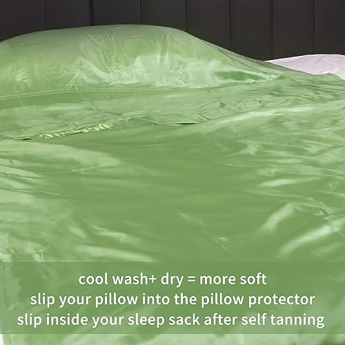 OceanGem Self Tan Sleep Sac, Breathable Self Tanner Sleep Sack, Protect Sheets from Self Tanner, Lightweight Poly Self Tanning Sheet Protector, Self Tanner Sleeping Bag (Green)