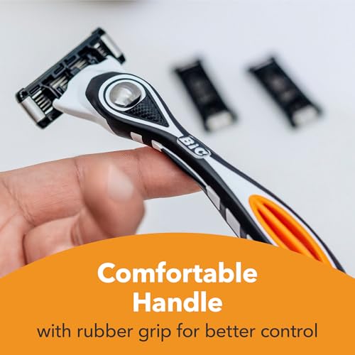 BIC Hybrid 5 Flex Refillable Men's Razor Kit, Handle and Nano-Tech Titanium 5-Blade Refills - Box of 1+2