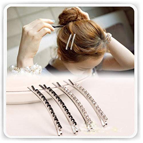 12 Rhinestone Bobby Pins Silver Crystal Hair Clips