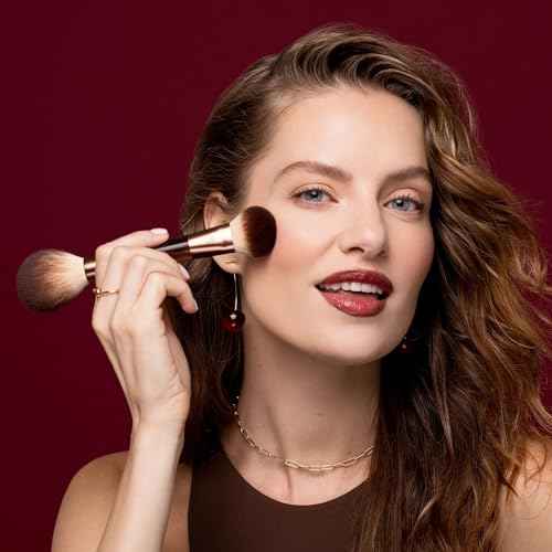 Real Techniques Cherry On Top It¡¯s All Blush Brush, Dual-Ended & Multipurpose Makeup Brush for, Powder, Liquid & Cream Blush, Synthetic Bristles, Vegan & Cruelty-Free Face Brush, 1 Count