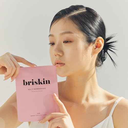 Briskin Korean Skincare Face Mask Bio-Cellulose Sheet Real Fit Secondskin Mask Moisture Concentration 1 Box (10 Sheets) for Dry, Sensitive Skin Typ