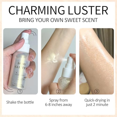 Body Glitter Spray Highlighter - 4 Colors, Quick-Drying