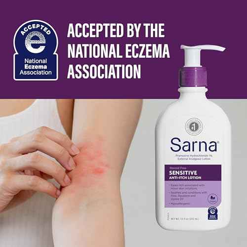 Sarna Sensitive Anti-Itch Lotion, Steroid-Free, Fragrance-Free, Vegan, Hypoallergenic, National Eczema Association Accepted, 1% Pramoxine Hydrochloride, 12 oz
