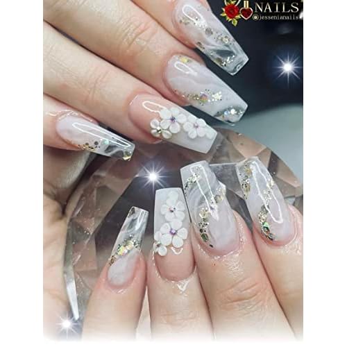 HaFLoNa- Set 24Pcs Blossoms - Enhance Your Artistic Projects with 3D Acrylic Flowers Handmade For Nail - Short & Medium Size | Exquisite Floral Accents for Crafts and Designs (Blossoms)