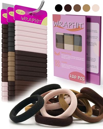 Wraphit 120pc Ouchless Hair Ties for Thick Hair
