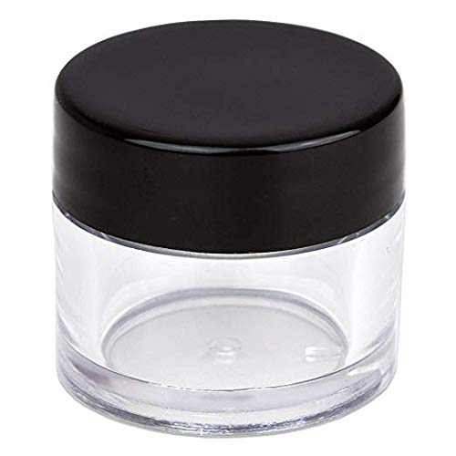 Beauticom High-Graded Quality 7 Grams/7 ML (Quantity: 24 Packs) Thick Wall Clear Plastic LEAK-PROOF Jars Container with Black Lids for Cosmetic, Lip Balm, Lip Gloss, Creams, Lotions, Liquids