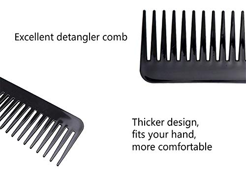 NuAngela Wide Tooth Hair Comb No Static, Detangling Styling Comb For Thick Long Curly Hair Wet Dry Hair, No Handle Round Teeth, Reduce Hair Loss&Breakages, Shower Shampoo Detangler Comb For Women Men