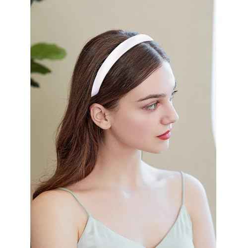 12Pcs White Headband for Women 0.8inch Satin Headbands Thin Hard Head Bands DIY Plain Hair Band White Satin Headband Fashion Hair Accessories for Women Girls