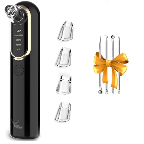 Yccu Blackhead Remover Vacuum Pore Extractor - 4 Modes, 5 Heads, USB Rechargeable