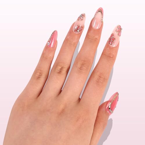 Rosé Blossom Press On Nails - Pink Almond Cat Eye 30 Pcs