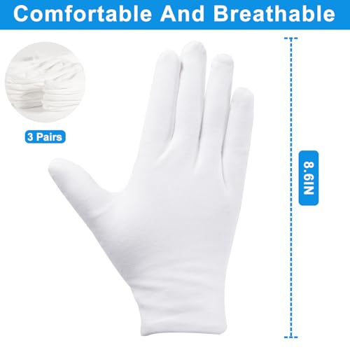Premium Cotton Gloves for Moisturizing & Overnight Skin Care - White, Unisex