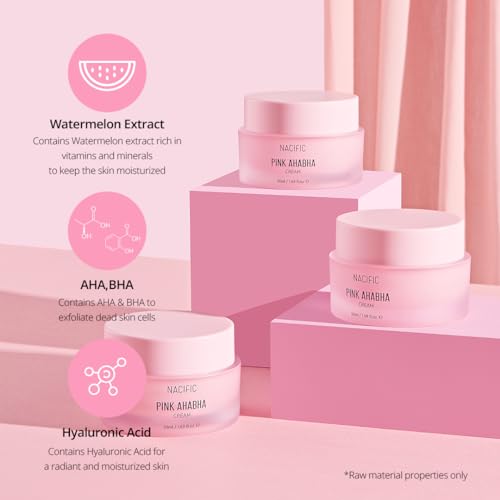 NACIFIC Pink AhaBha Triple Set (Toner 150ml, Serum 50ml, Cream 50ml) AHA, BHA, Watermelon extract Glow Moristurizing Hyaluronic Acid