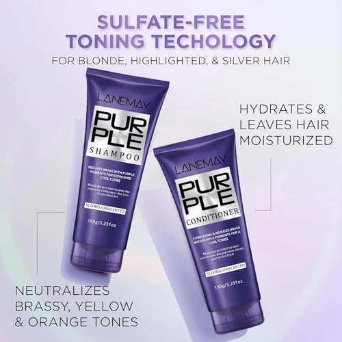 Purple Shampoo and Conditioner Set - SLS Free, 5.29 oz