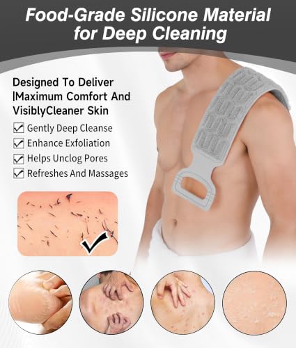 Silicone Back Scrubber with Handles - Exfoliating Bath Tool