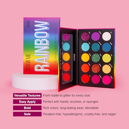 Kiss NEW YORK 15-Color Eyeshadow Palette, Blendable & Long Lasting