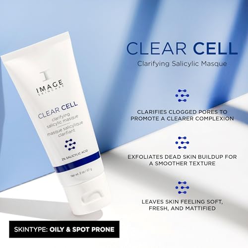 IMAGE Skincare, CLEAR CELL Clarifying Salicylic Masque, Exfoliating Kaolin Clay Facial Mask with Mattifying Effect, Targets Acne Prone Skin, 2oz