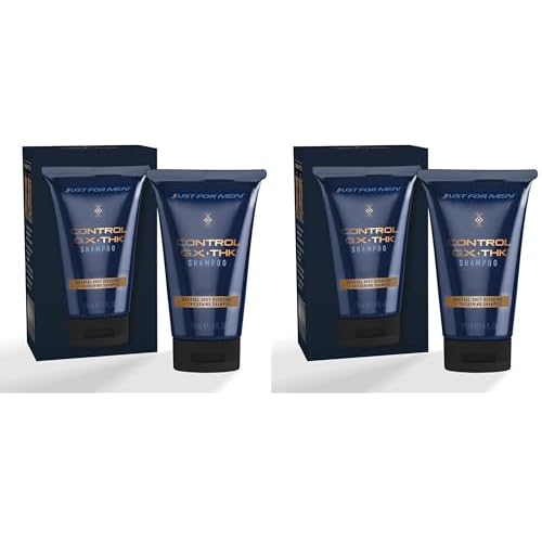Just for Men Control GX + THK Thickening Shampoo with Grey Reduction,Shampoo for Thinning Hair with Alpha Keratin,Thickens Hair Up to 20%,Works-with Every-Hair Texture,4 oz,(Pack of 2)