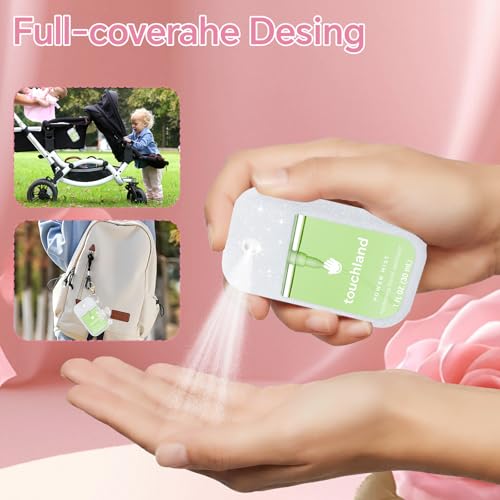 Hand Sanitizer Spray Case Compatible with Touchland Power Mist 1 oz(30 ml) - with Bow Keychain Silicone Protective Cover Accessories for Touchland (Pink/Purple/White)