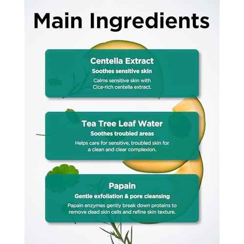 TOCOBO Cica Calming Powder Wash ? Korean Enzyme Face Cleanser with Cica, Tea Tree & Papain ? Hypoallergenic Low pH Powder Cleanser for Sensitive Skin, Pore Purifying & Exfoliating,. 1.69 oz.